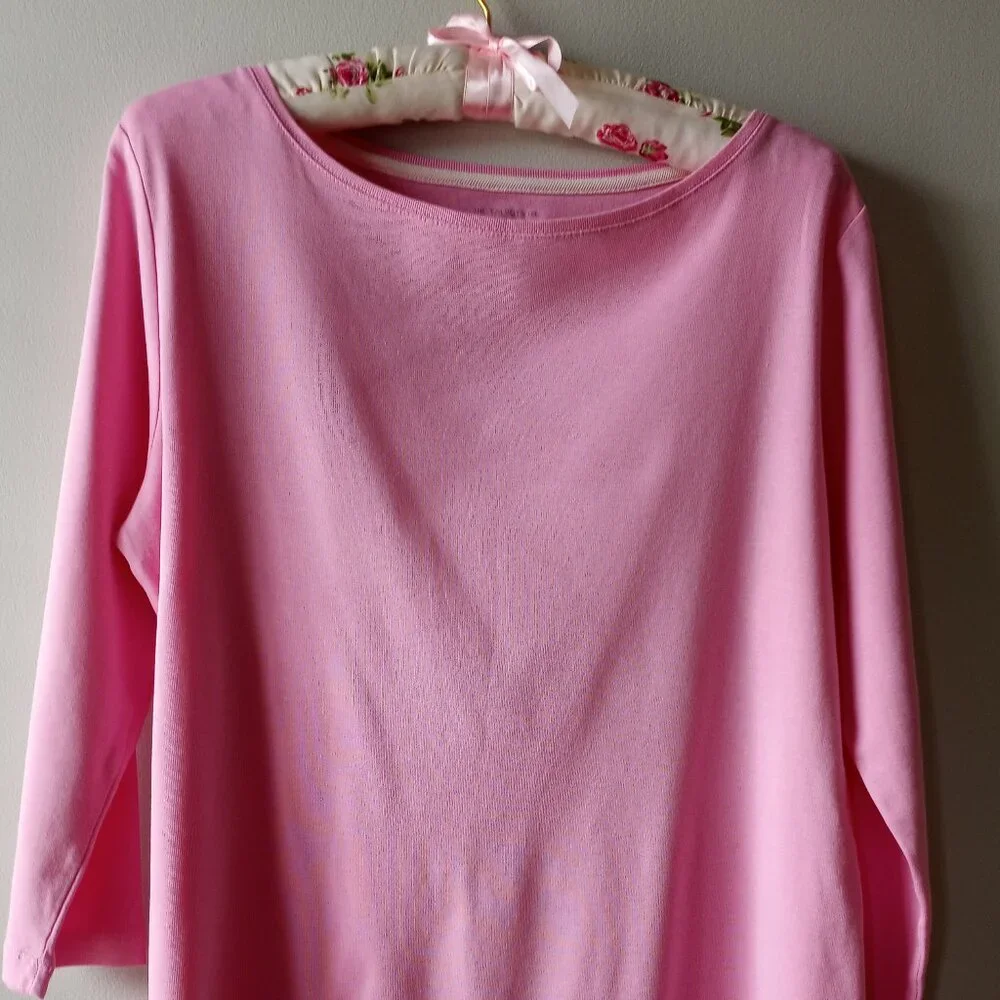 'Talbots' The Talbots Tee Long Sleeve Solid Pink Size LP EUC